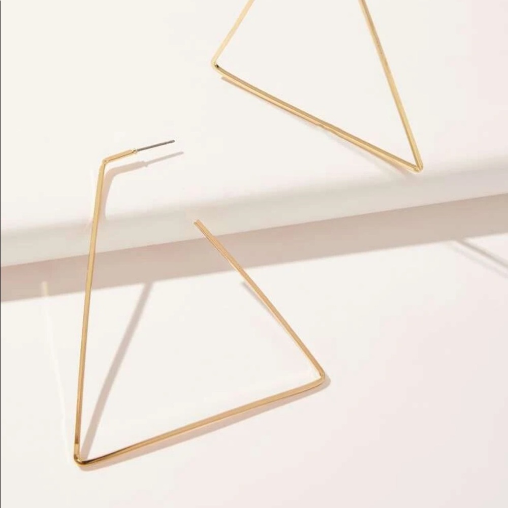 Geometric Open Gold Tone Earrings - Picture 3 of 3
